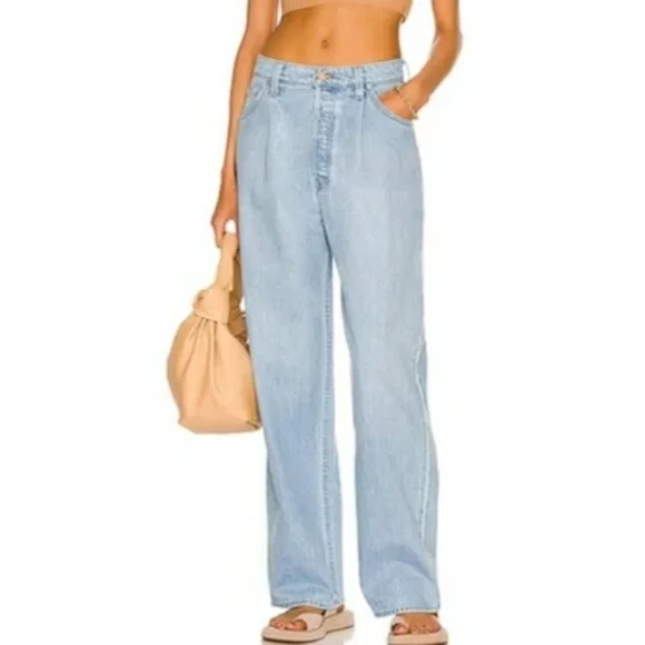 Snacks by Mother The Pleated Fun Dip Puddle Just a Nibble Straight Jeans Size 27 - Picture 1 of 15